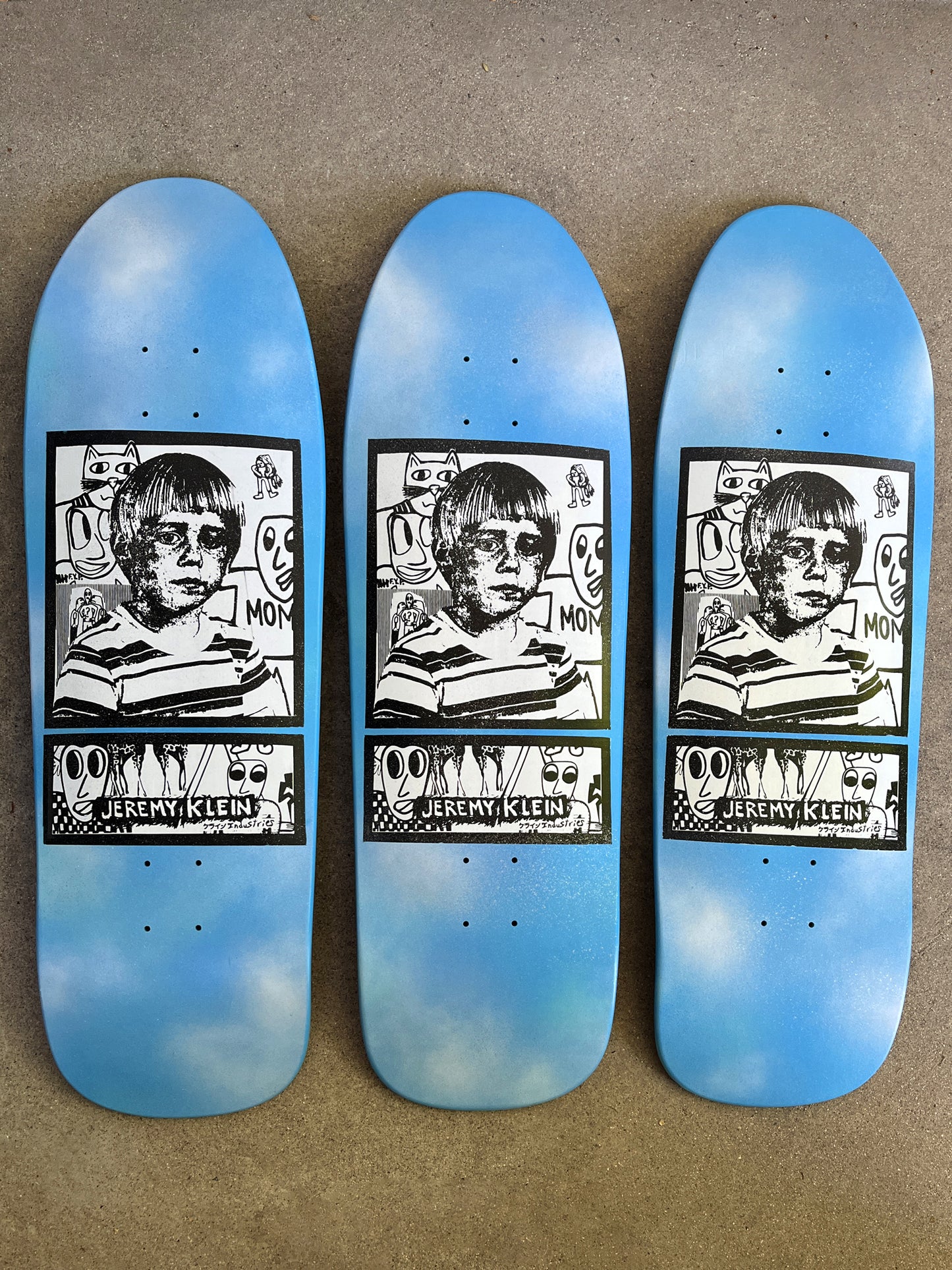 SIGNED portrait hand screened HAND PAINTED CLOUDS 9.75 X 32.25