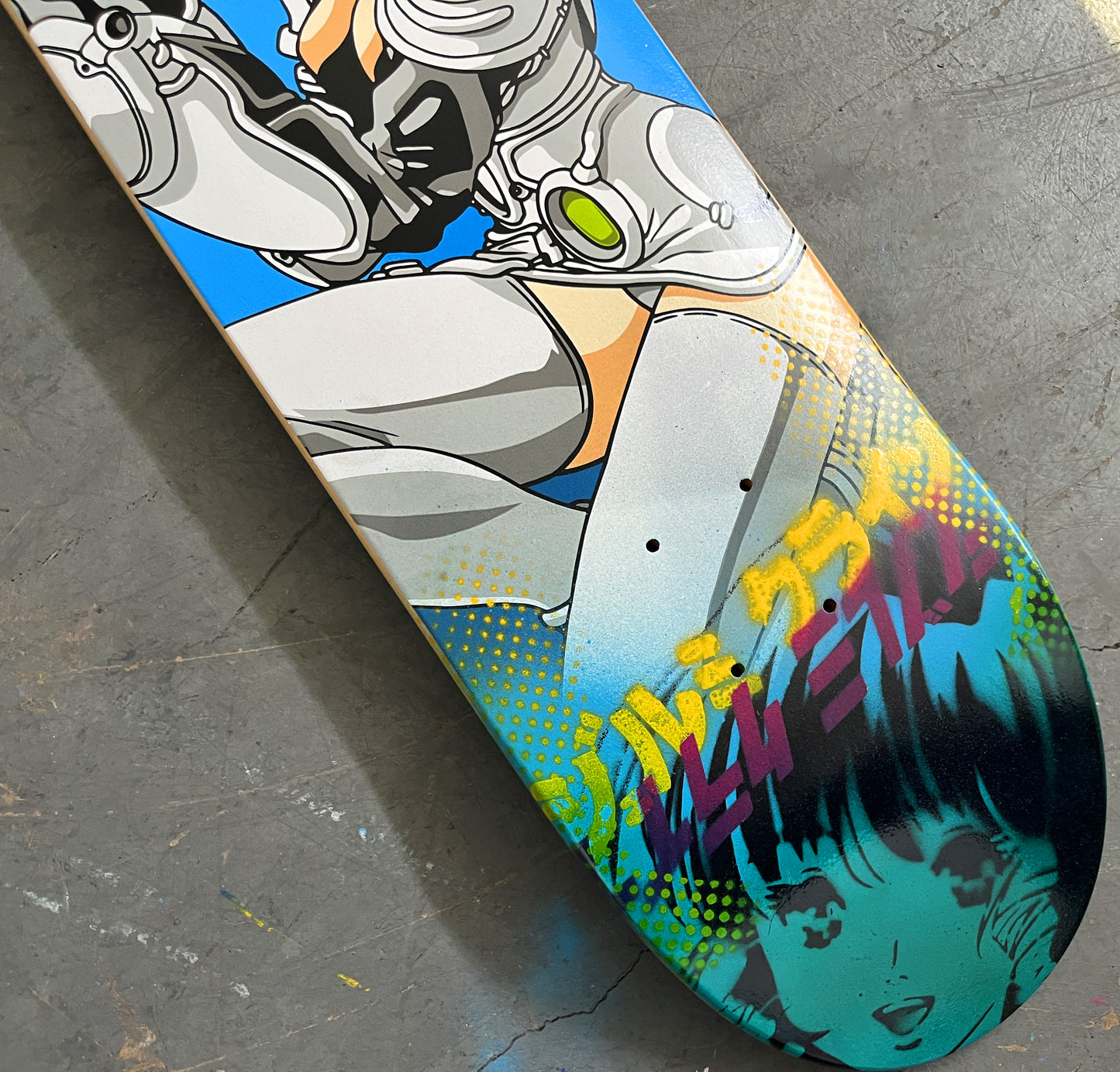 iria hunter 7.88 X 31.75 ANODIZED BLUE/AQUA MIXED PROCESS SIGNED 1 of 1