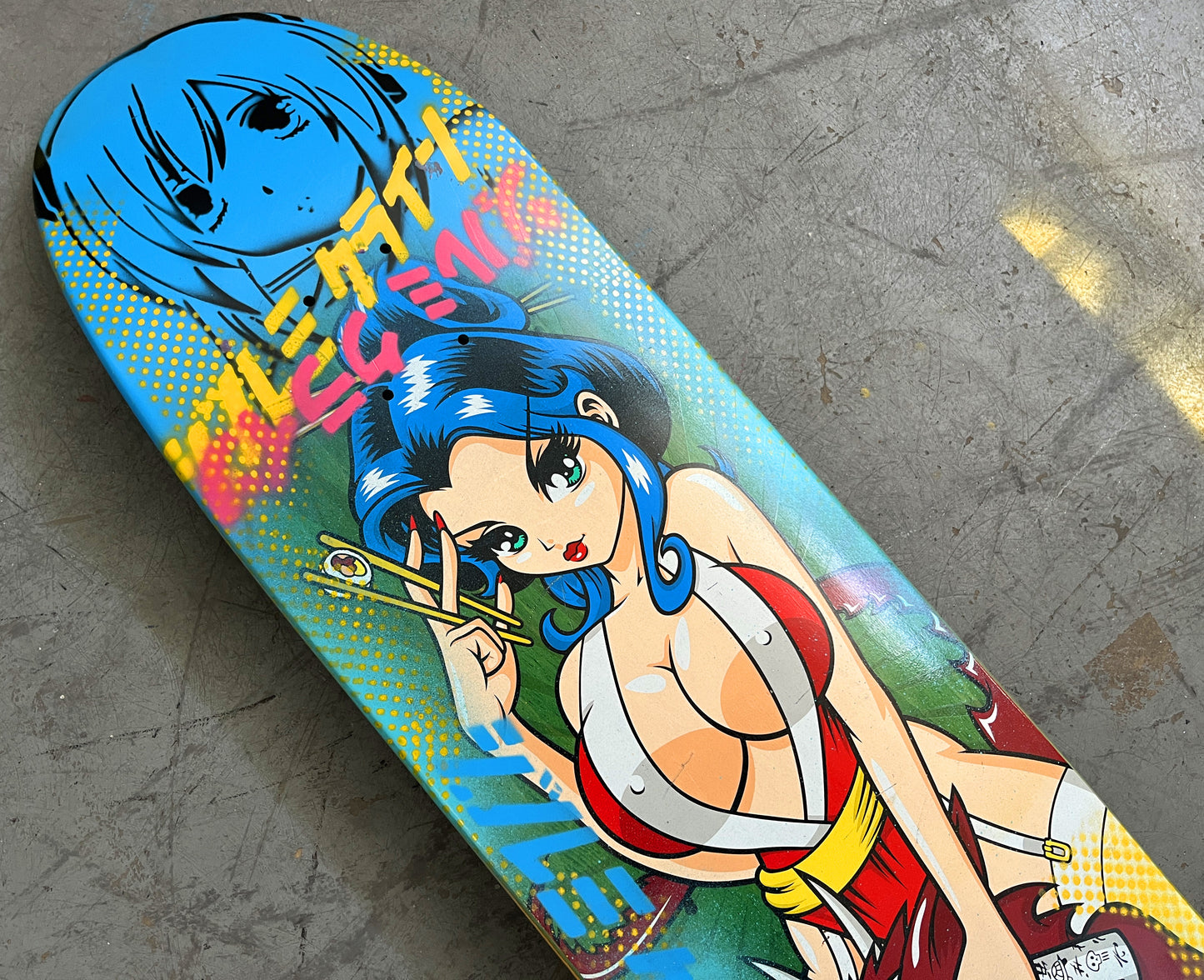 geisha III 8.5 X 32.25 BLUE/AQUA MIXED PROCESS SIGNED 1 of 1