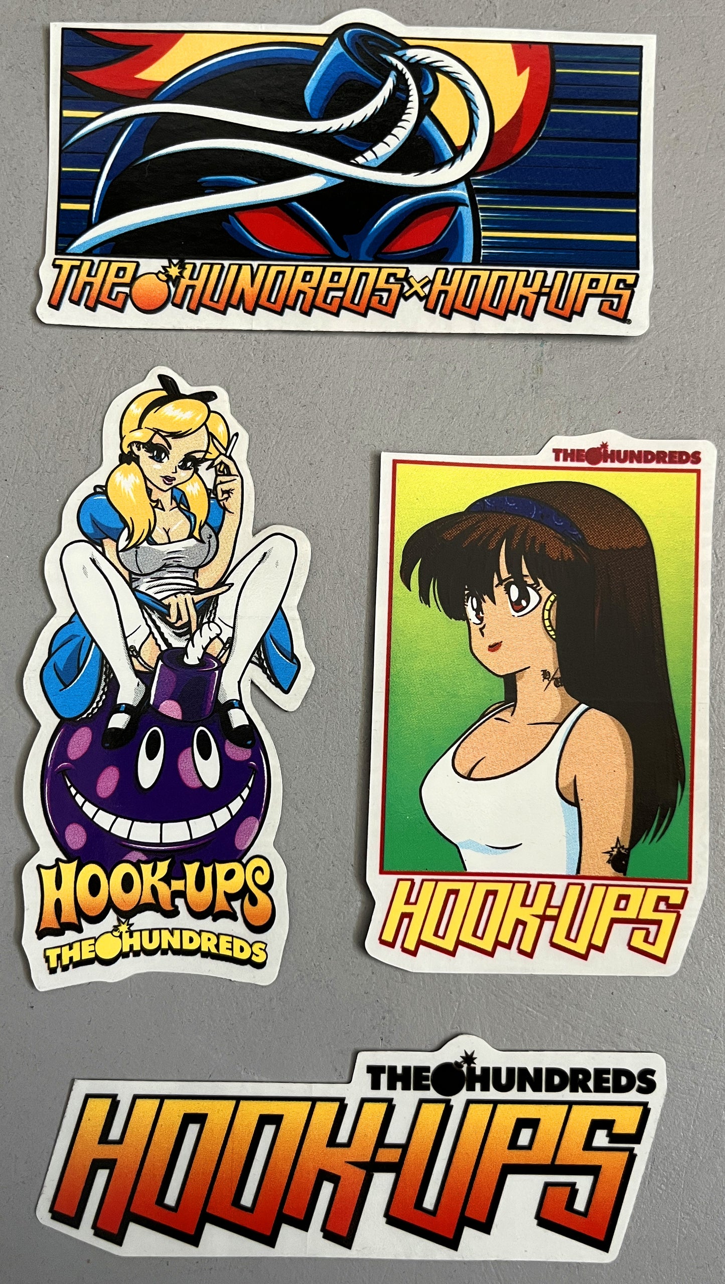 hundreds + hook-ups stickers 4 pack new old stock from 2013