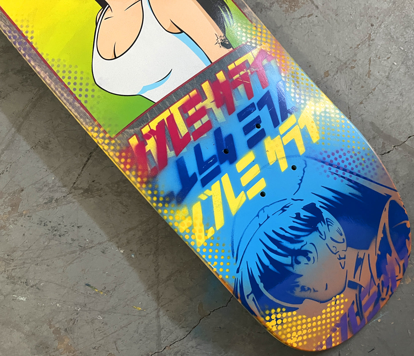 hundreds dream girl 8.5 X 32.25 AQUA/YELLOW/BLUE MIXED PROCESS SIGNED 1 of 1