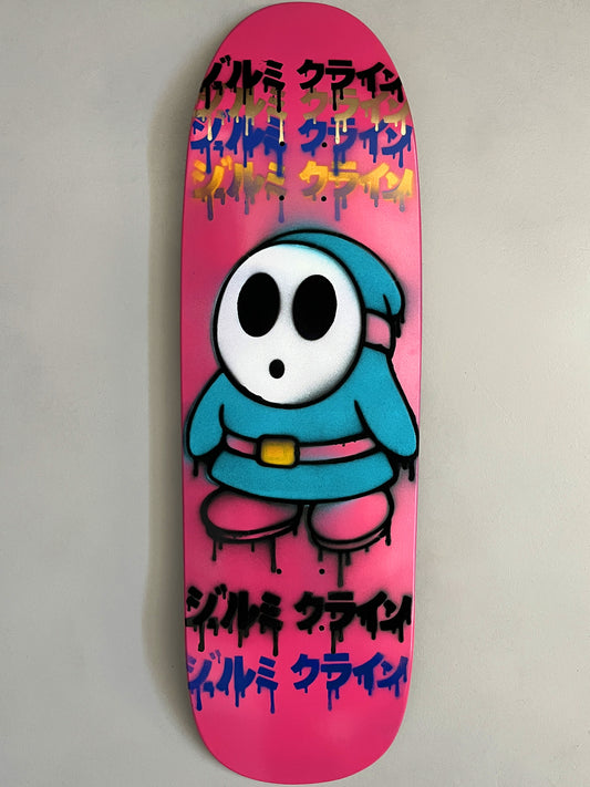FLOCKED shyguy PINK MIXED PROCESS 9.5 X 31.75 SIGNED HAND PAINTED 1 OF 1