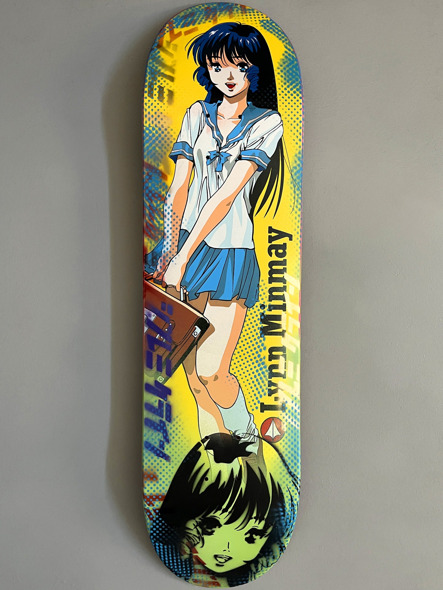 lynn minmay YELLOW/BLUE 8.25 X 32.25 HAND SCREENED SIGNED 1 OF 1