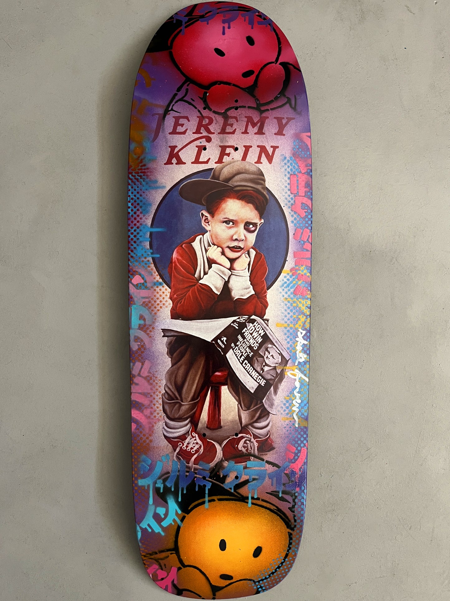 world industries black eye kid SLICK 9.625 MIXED PROCESS BLUE LANCE PURPLE SIGNED 1 of 1