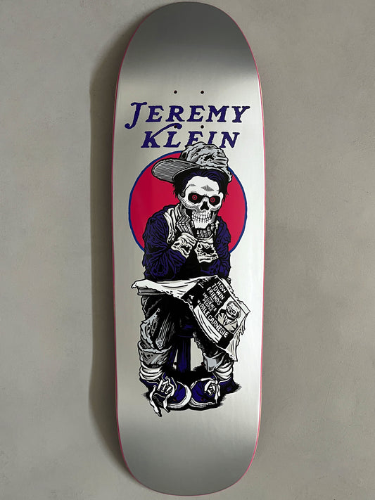 SIGNED black eye kid skull SPECIAL EDITION METALLIC SILVER 9.5 X 31.75 HAND SCREENED