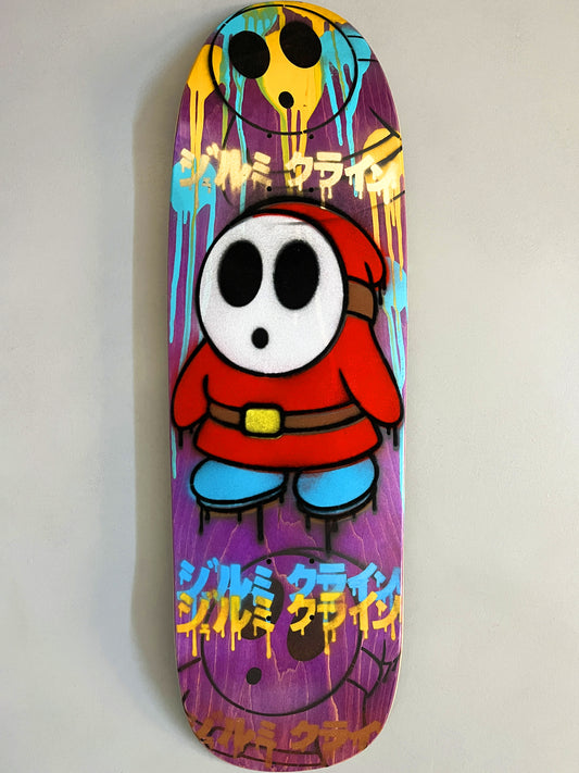 FLOCKED shyguy PURPLE PAINT MIXED PROCESS 9.5 X 31.75 SIGNED HAND PAINTED 1 OF 1