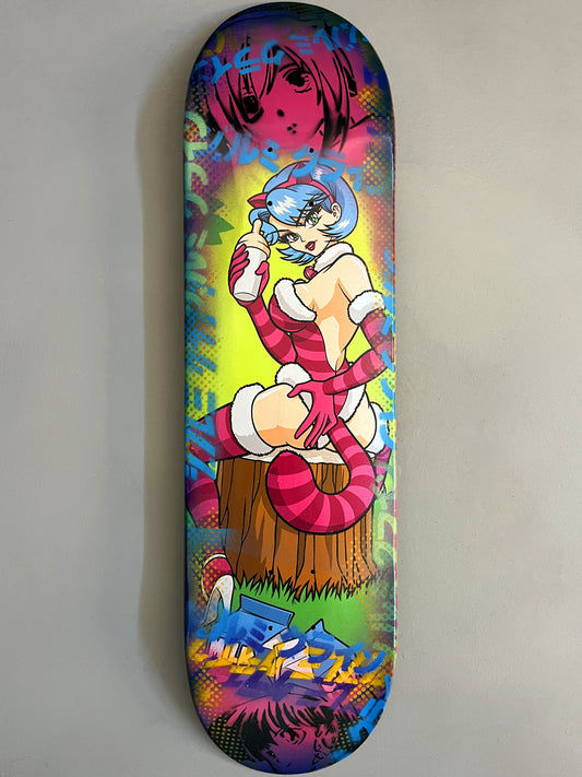 cheshire cat in wonderland PINK/BLUE - 8.5 X 32.25 MIXED PROCESS SIGNED 1 of 1