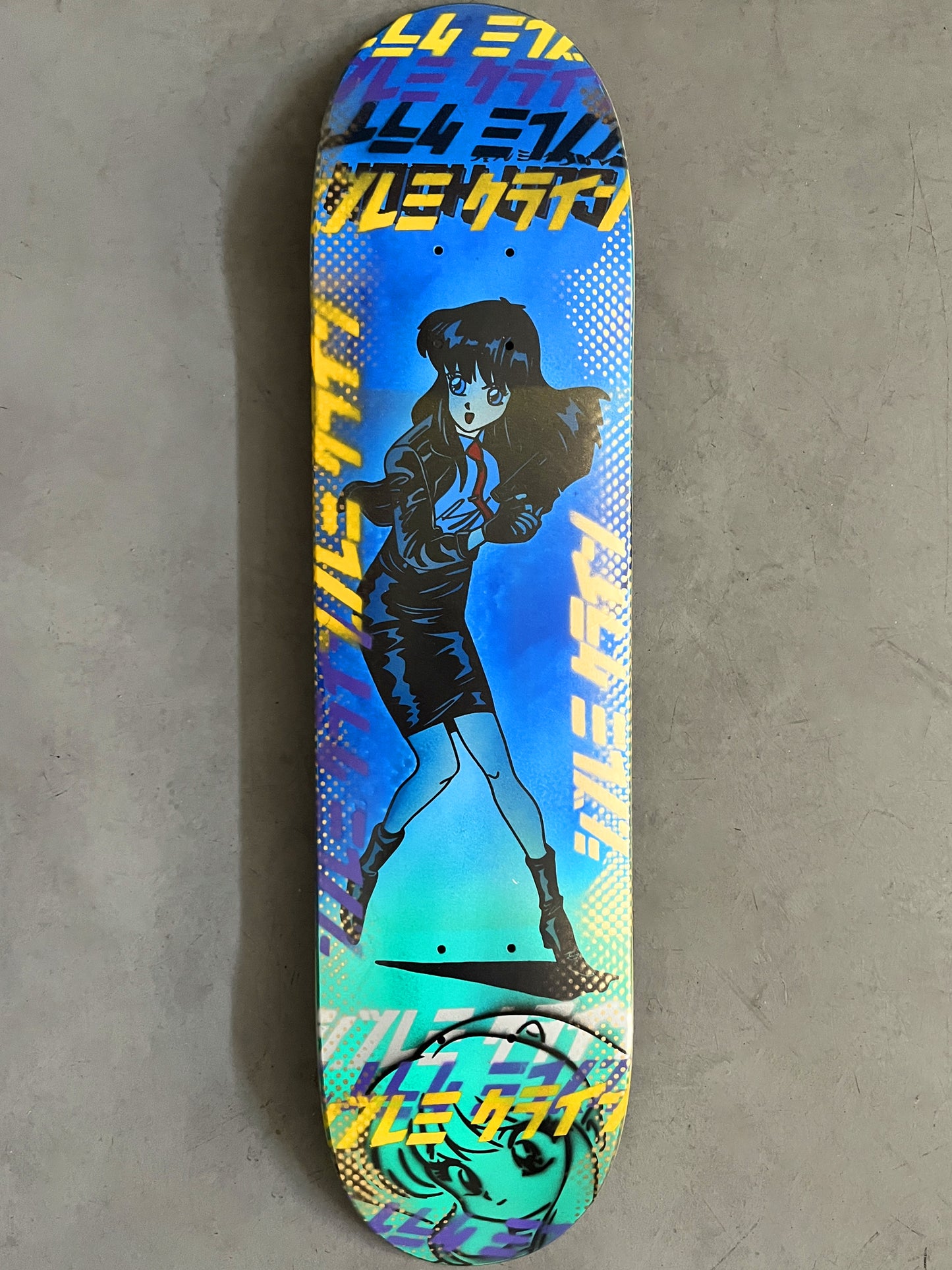 police girl 7.5 X 31.75 WHITE/BLUE/AQUA ANODIZED MIXED PROCESS SIGNED 1 of 1
