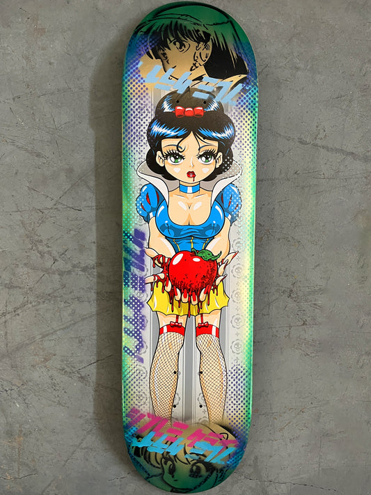evil snow white 8.5 X 32.25 METALLIC GOLD/AQUA ANODIZED MIXED PROCESS SIGNED 1 of 1
