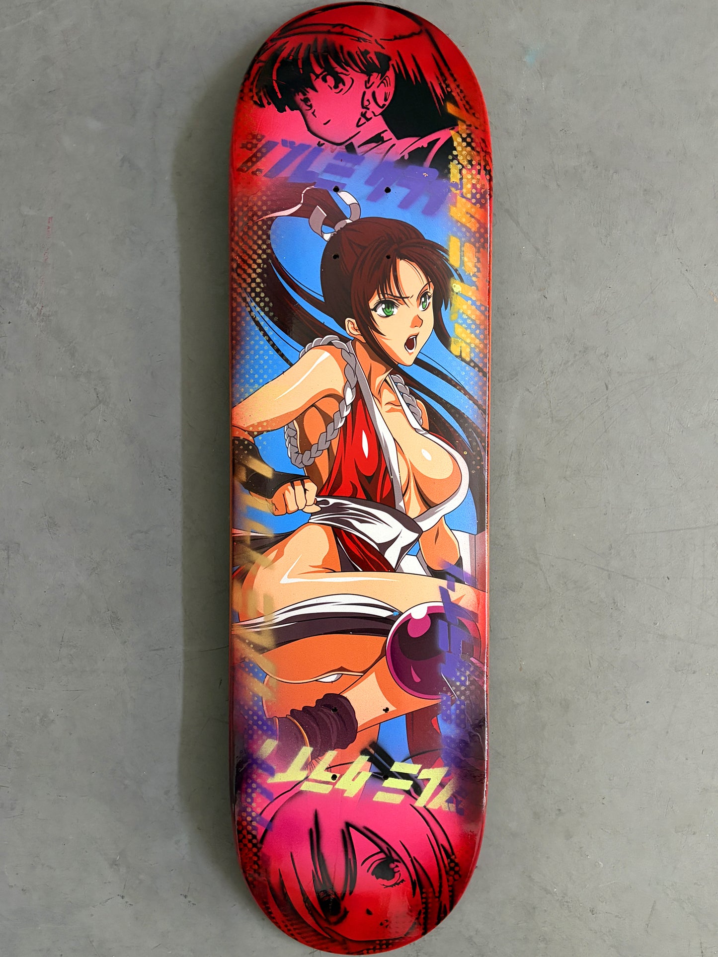 mai shiranui PINK/BLUE/RED ANODIZED 8.25 X 32.25 SIGNED 1 OF 1