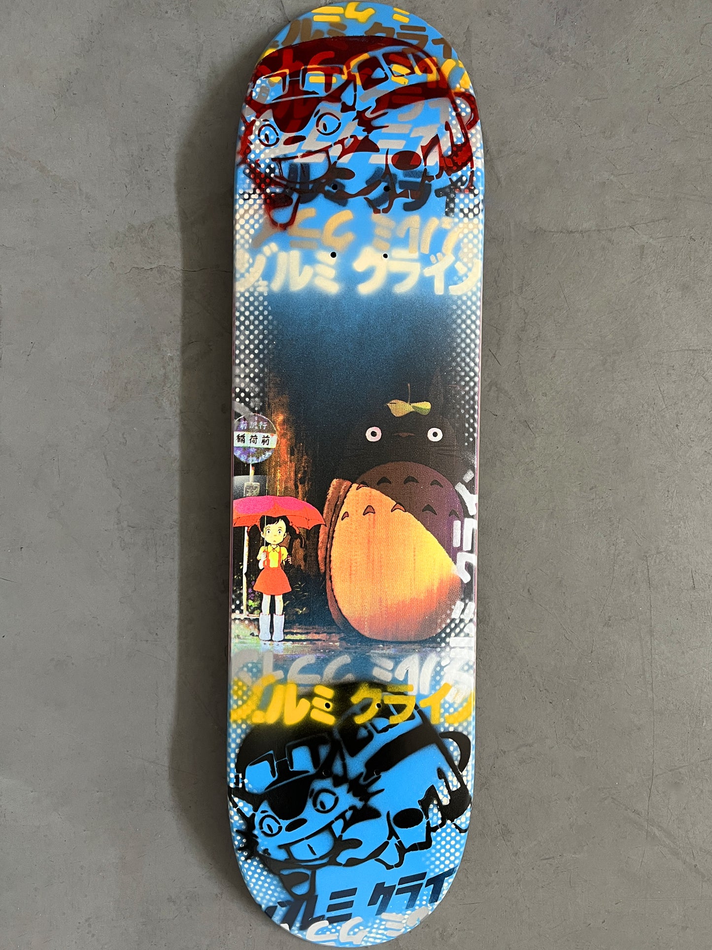totoro cat bus version 8.0 X 31.75 BLUE HAND PAINTED BKGD MIXED PROCESS SIGNED 1 of 1