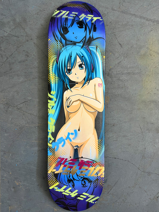 hatsune 8.25 X 32.25 BEAUTIFUL BLUE GRADIENT MIXED PROCESS SIGNED 1 of 1