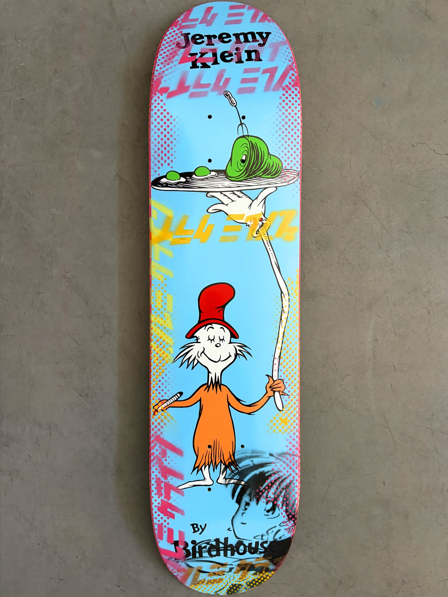 SIGNED green eggs board BLUE MIXED PROCESS 7.5 X 31.75 HAND SCREENED 1 OF 1