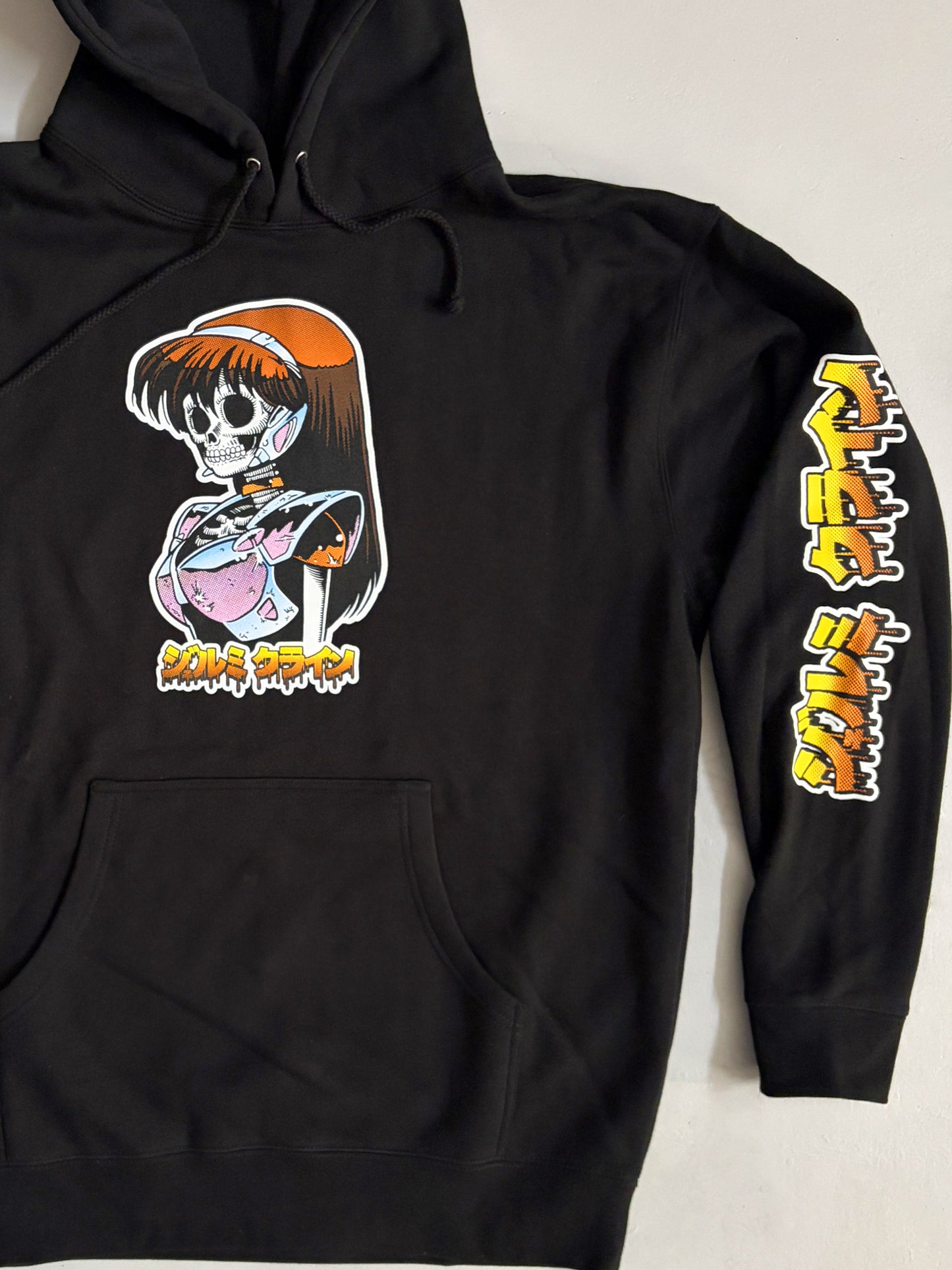 dream girl skull 10 OZ.  HEAVYWEIGHT HOODED SWEATSHIRT - BLACK