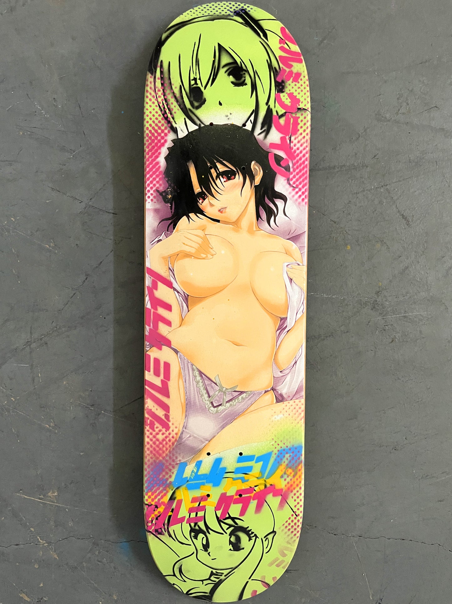 hitomi 8.25 X 32.25 PINK/GREEN MIXED PROCESS SIGNED 1 of 1