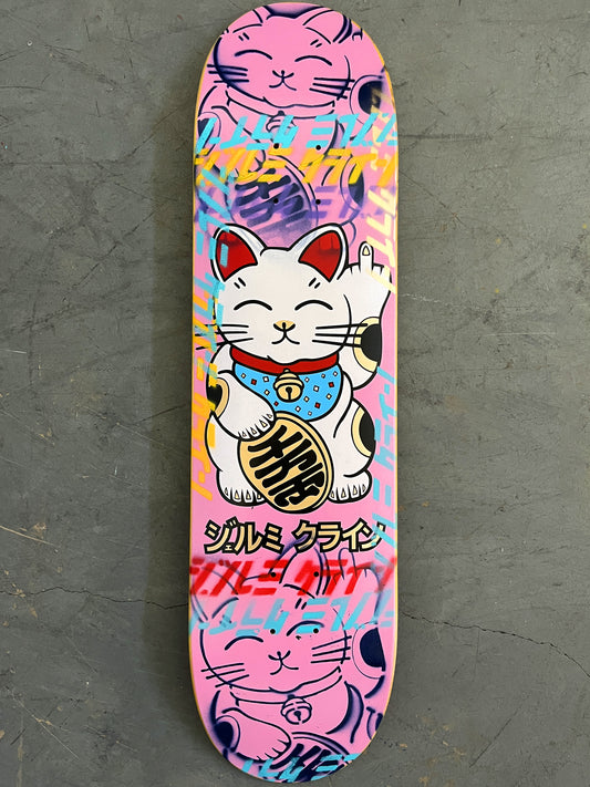 unlucky cat PINK/BLUE/YELLOW 8.0 X 31.75 MIXED PROCESS 1 OF 1 SIGNED