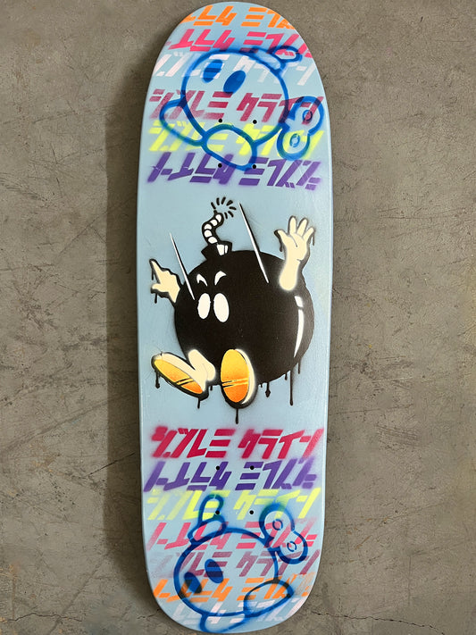 mario bombs HAND PAINTED 9.5 X 32.25 FRENCH BLUE MIXED PROCESS SIGNED 1 of 1
