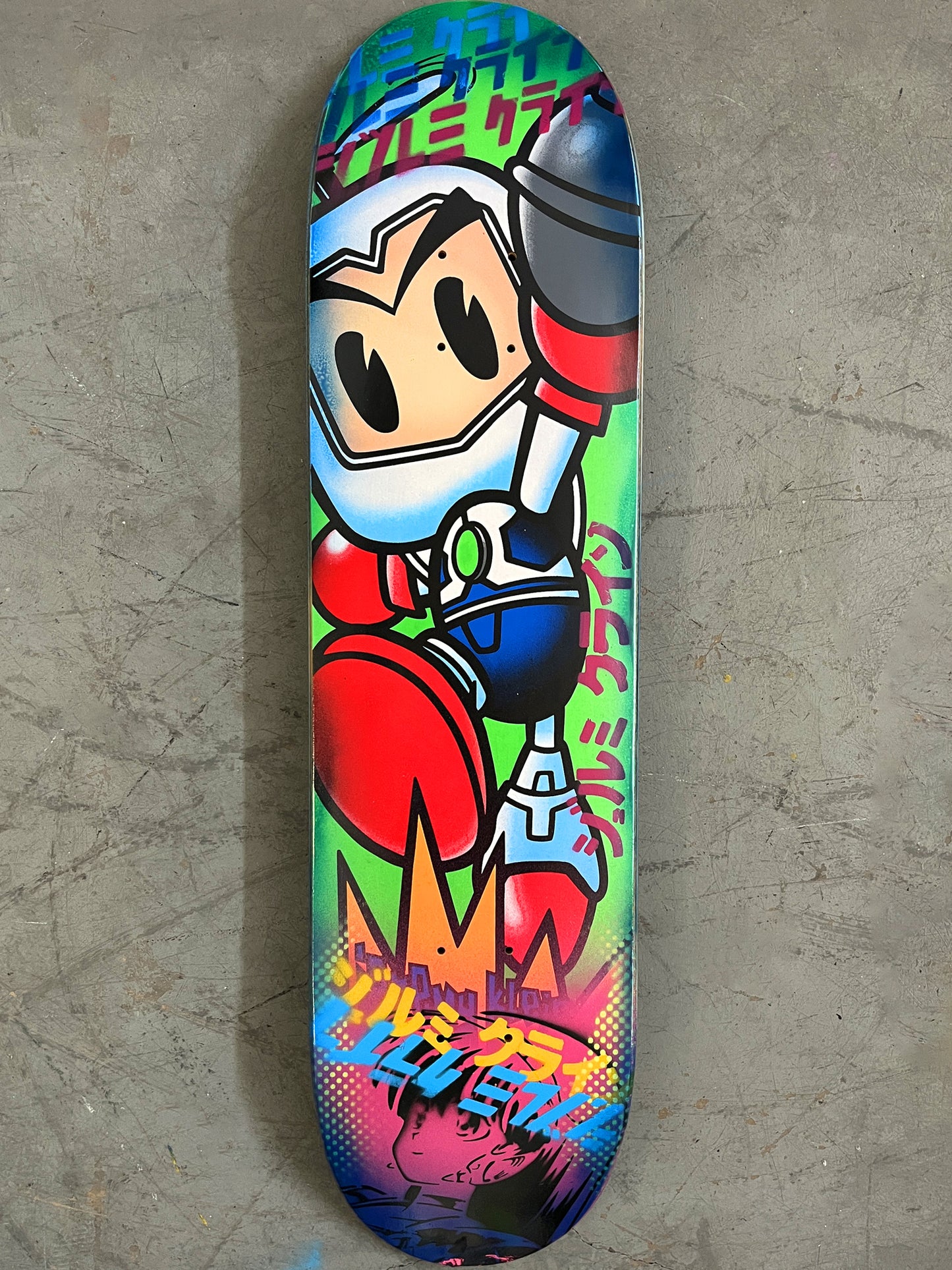 grenade man 8.0 X 31.75 GREEN/PINK MIXED PROCESS SIGNED 1 of 1