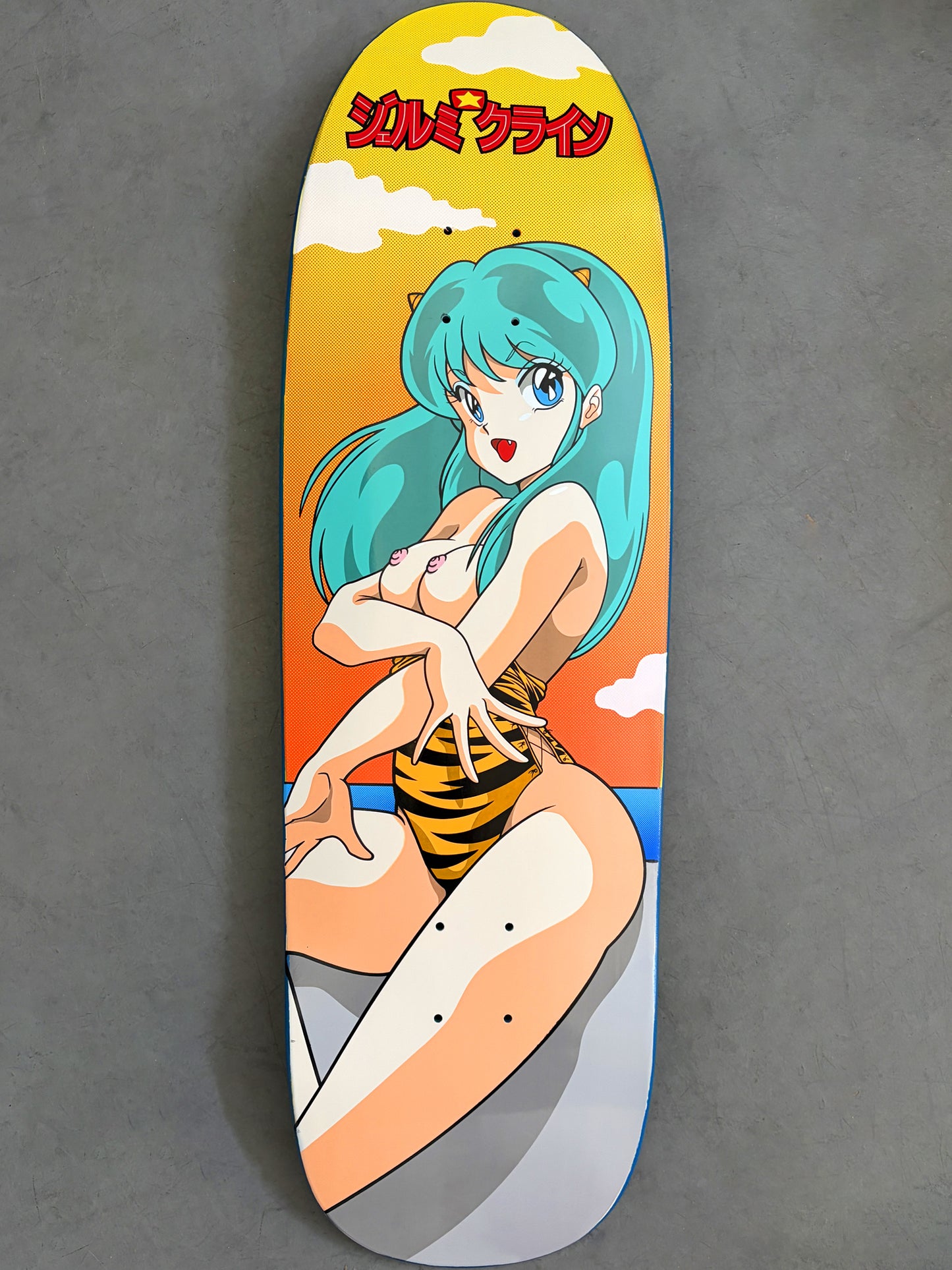 lum chan at the beach BLUE DIPPED SIGNED 9.5 X 31.75 HAND SCREENED