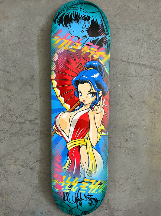 geisha 8.25 X 32.25 BLUE GLITTER/AQUA ANODIZED MIXED PROCESS SIGNED 1 of 1