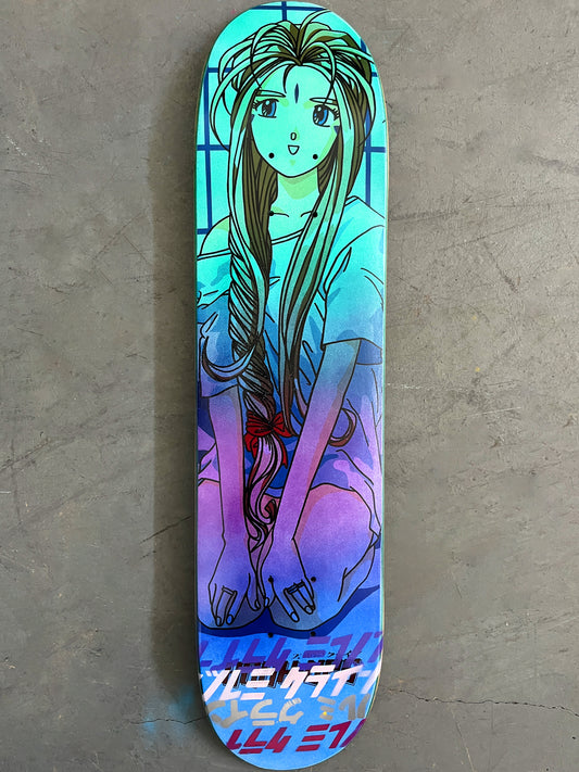 belldandy 7.88 X 31.75 ANODIZED AQUA/PURPLE/BLUE MIXED PROCESS SIGNED 1 of 1