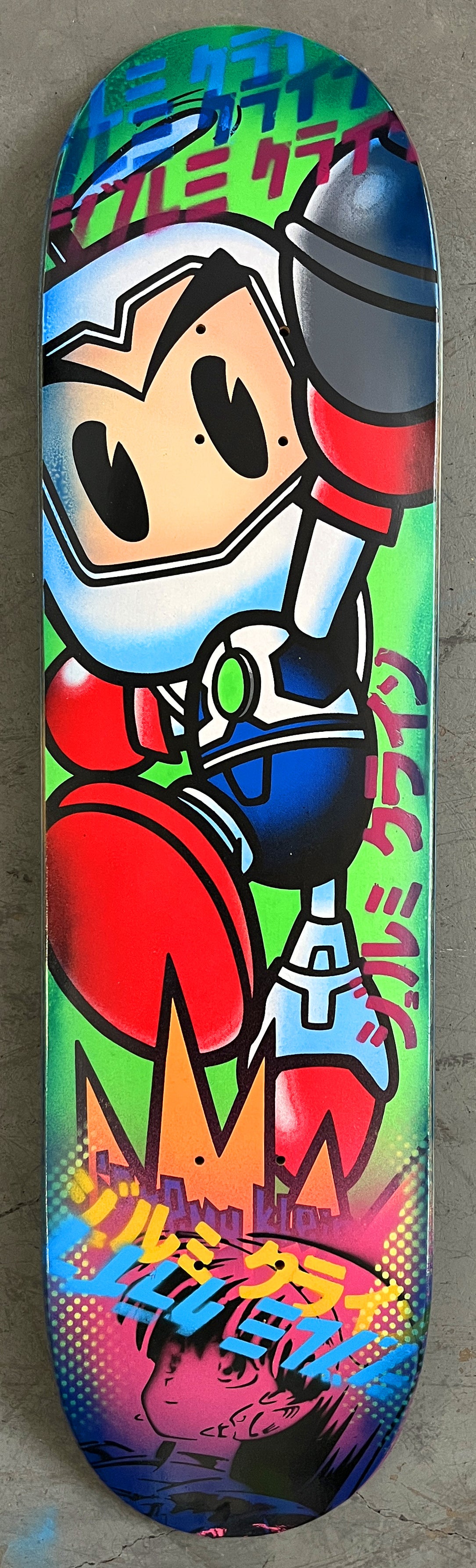 grenade man 8.0 X 31.75 GREEN/PINK MIXED PROCESS SIGNED 1 of 1