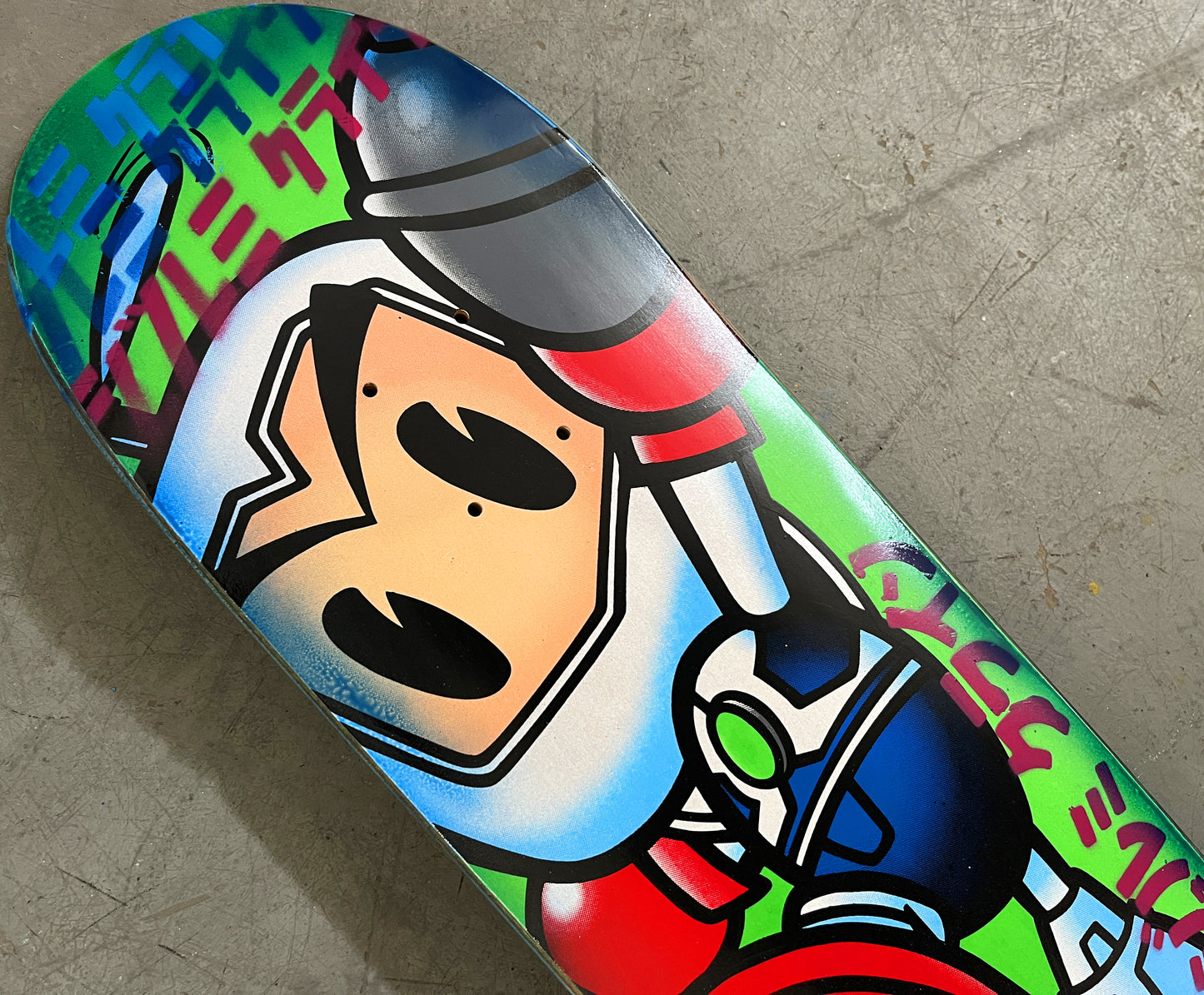 grenade man 8.0 X 31.75 GREEN/PINK MIXED PROCESS SIGNED 1 of 1