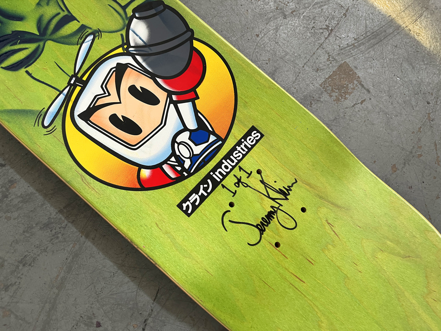 grenade man 8.0 X 31.75 GREEN/PINK MIXED PROCESS SIGNED 1 of 1