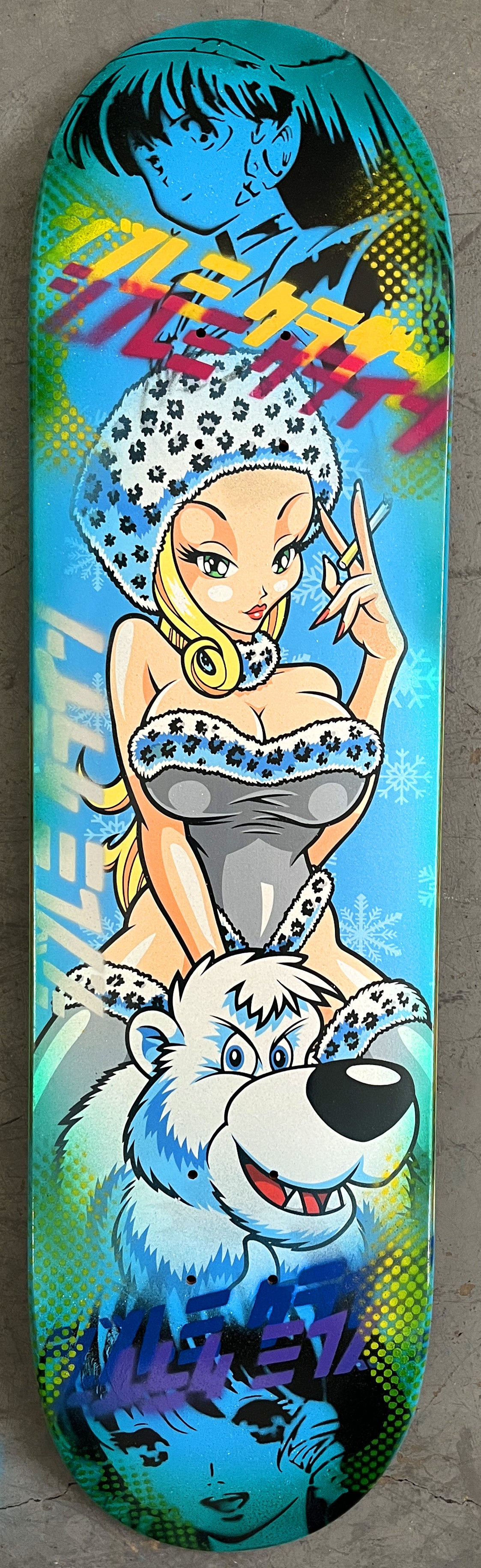 polar girl 8.25 X 32.25 BLUE/AQUA ANODIZED MIXED PROCESS SIGNED 1 of 1