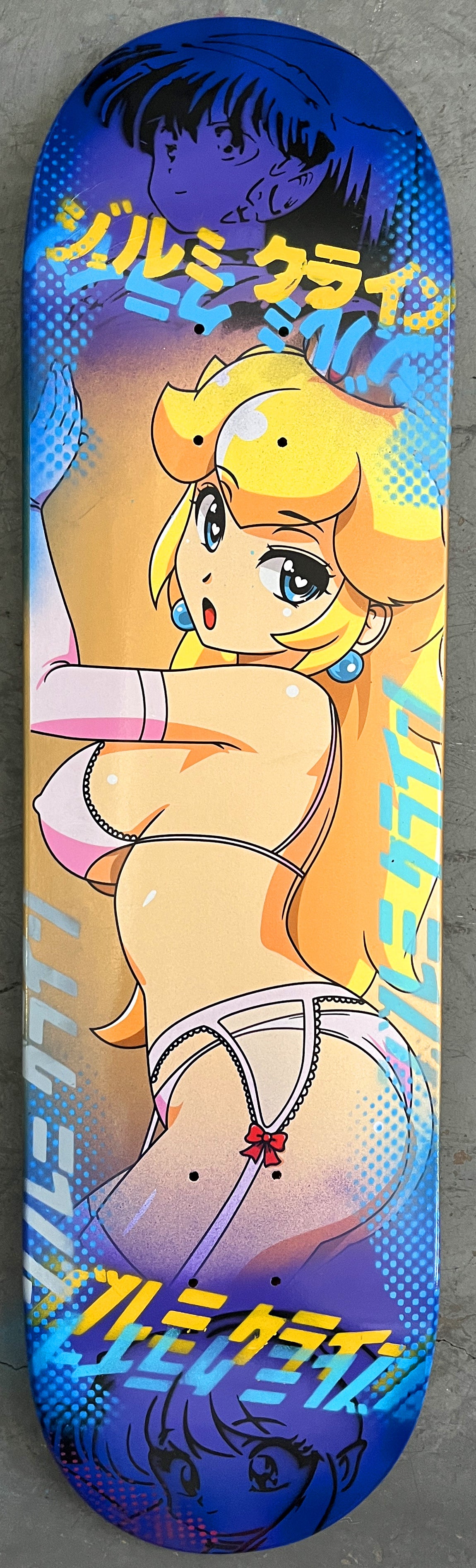 peach 8.5 X 32.25 PURPLE/BLUE/GOLD MIXED PROCESS SIGNED 1 of 1