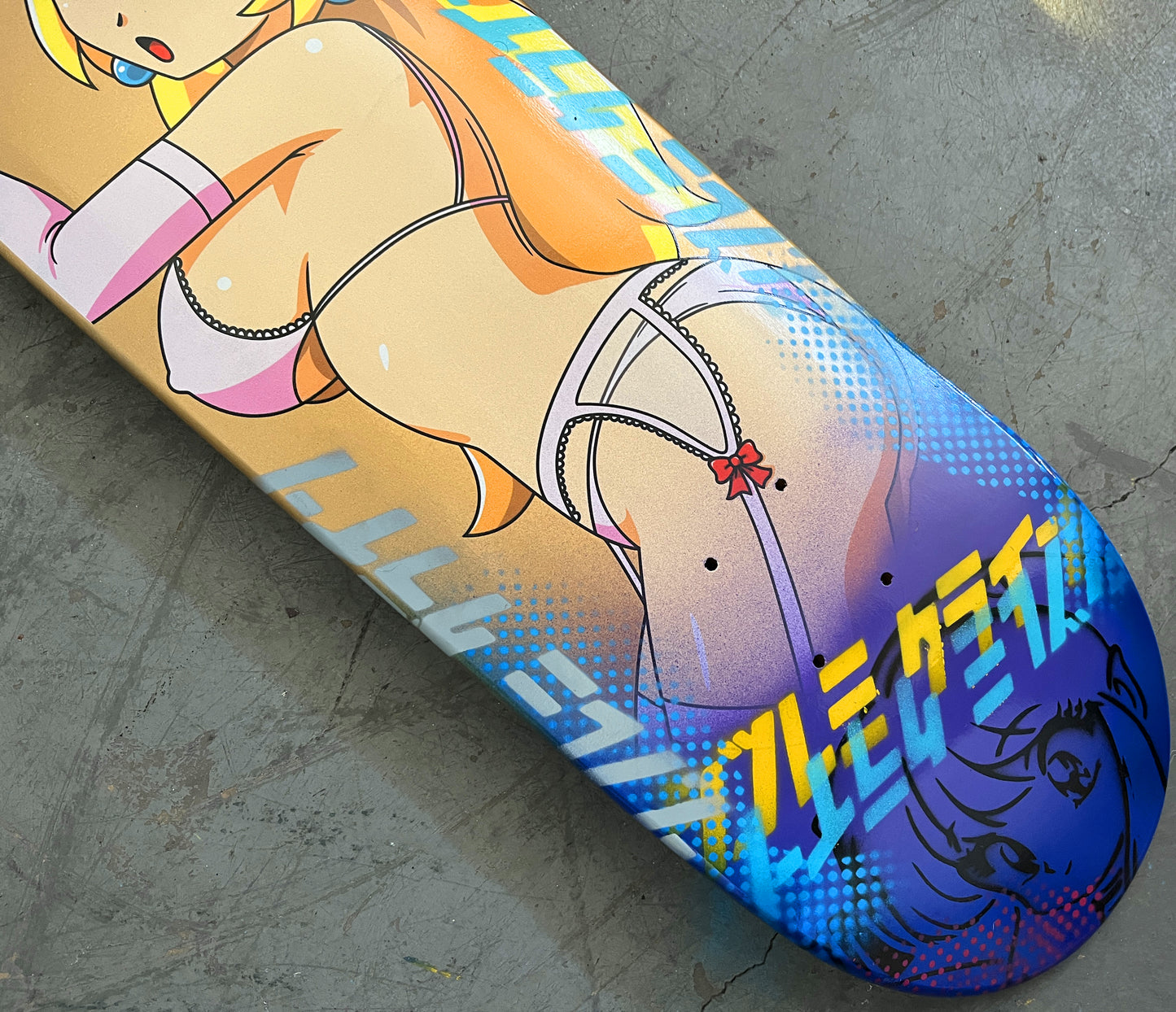 peach 8.5 X 32.25 PURPLE/BLUE/GOLD MIXED PROCESS SIGNED 1 of 1