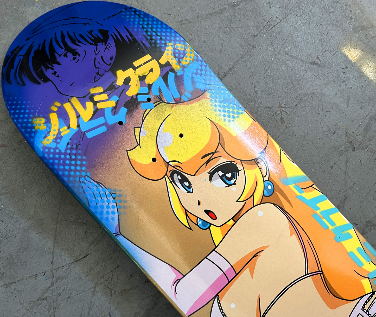 peach 8.5 X 32.25 PURPLE/BLUE/GOLD MIXED PROCESS SIGNED 1 of 1