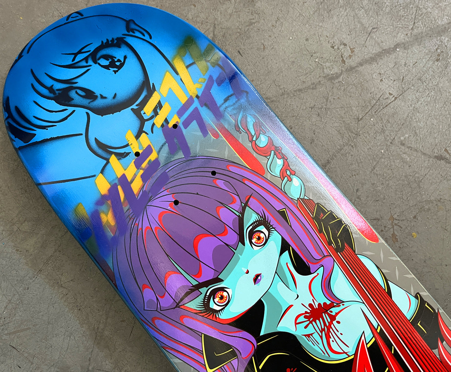 rock killer 7.88 X 31.75 BLUE/BLUE ANODIZED MIXED PROCESS SIGNED 1 of 1
