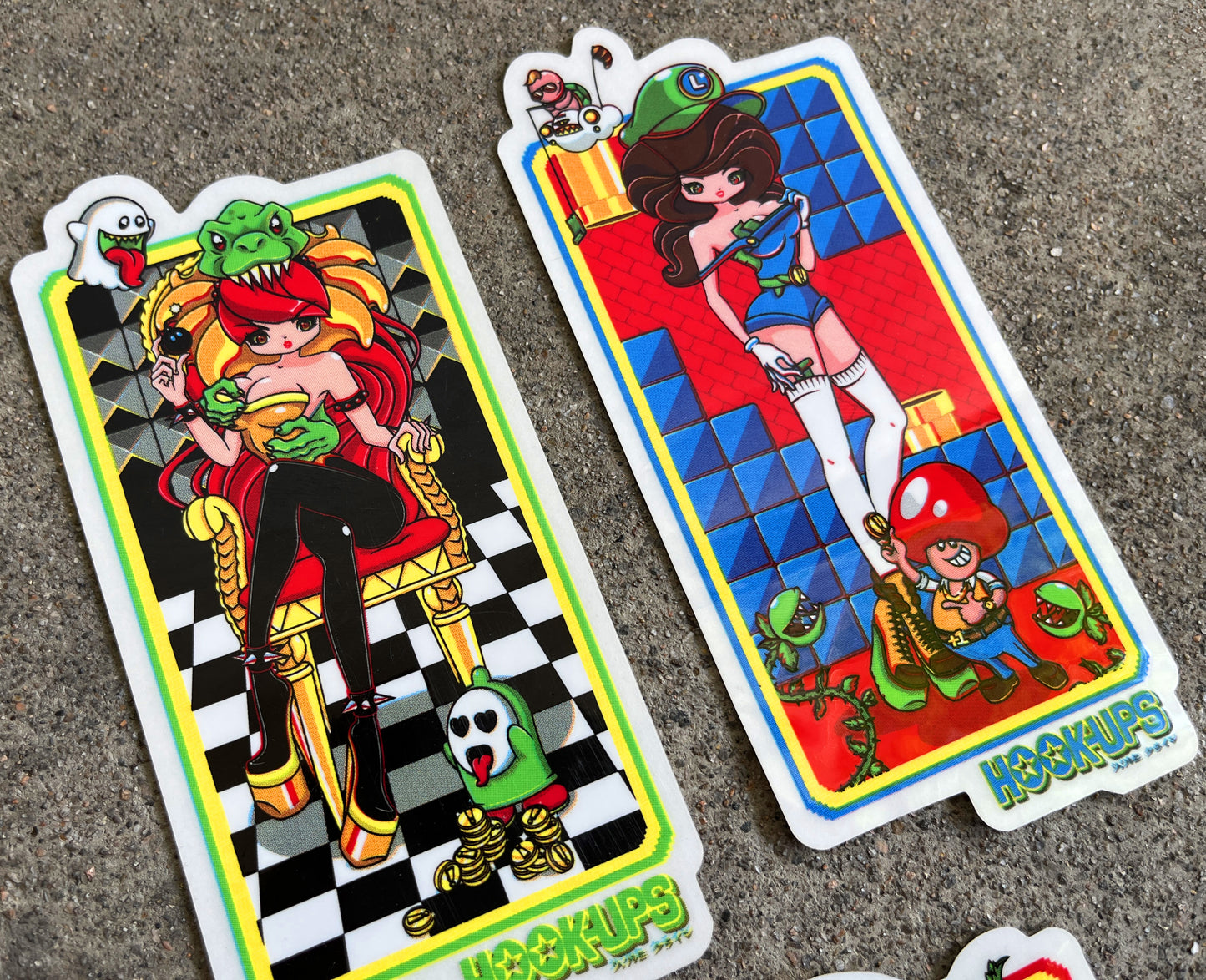 vintage hook-ups super mario girls 3 pack stickers new old stock from 2011