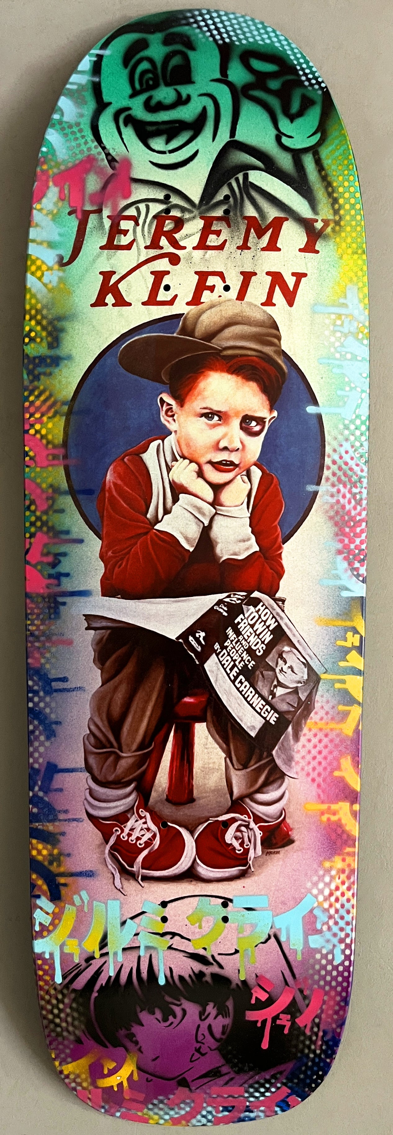 world industries black eye kid SLICK 9.625 MIXED PROCESS ANODIZED PURPLE/GREEN SIGNED 1 of 1