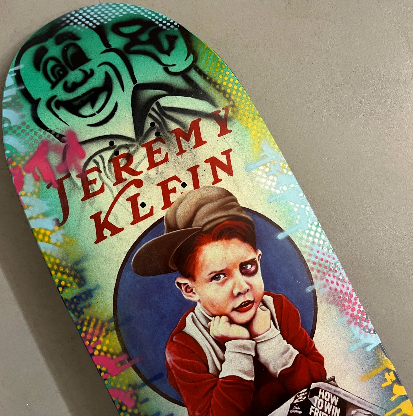 world industries black eye kid SLICK 9.625 MIXED PROCESS ANODIZED PURPLE/GREEN SIGNED 1 of 1