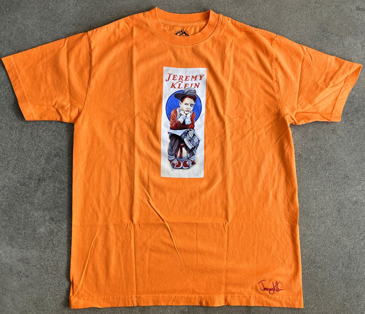 klein black eye kid premium signature t-shirt w/embroidery - ORANGE