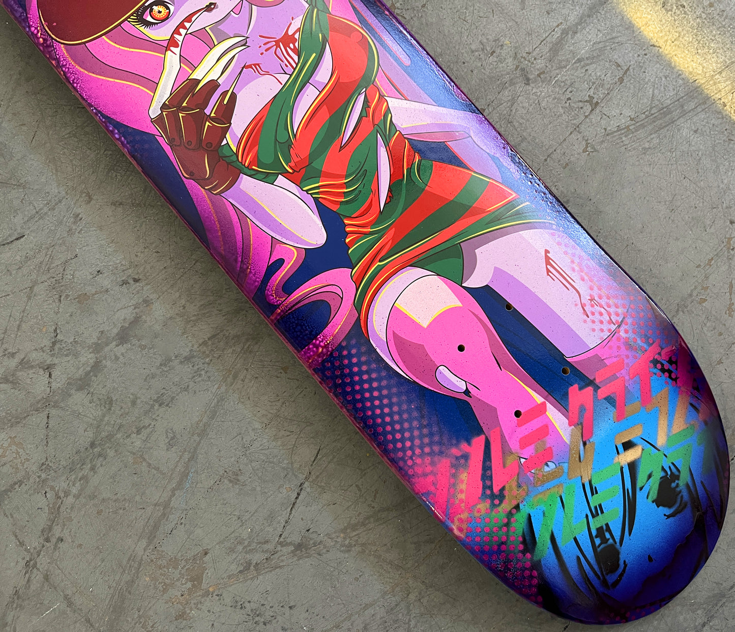 freddy 7.88 X 31.75 BLUE/PURPLE ANODIZED MIXED PROCESS SIGNED 1 of 1
