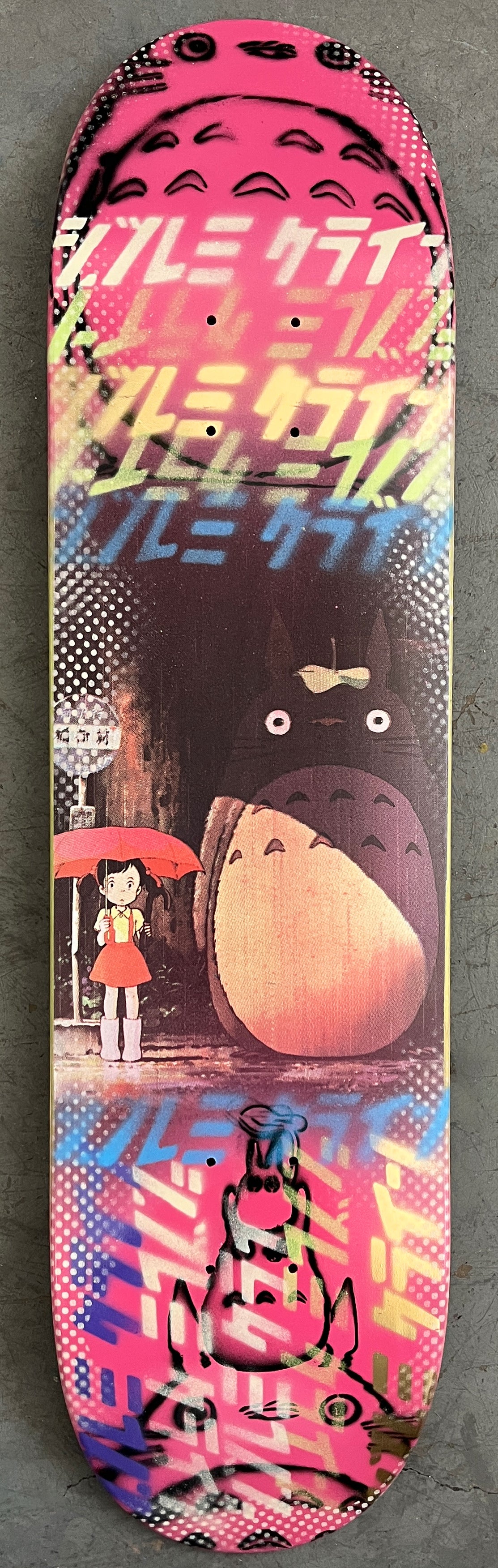 totoro collage 8.0 X 31.75 PINK/GREEN/YELLOW MIXED PROCESS SIGNED 1 of 1