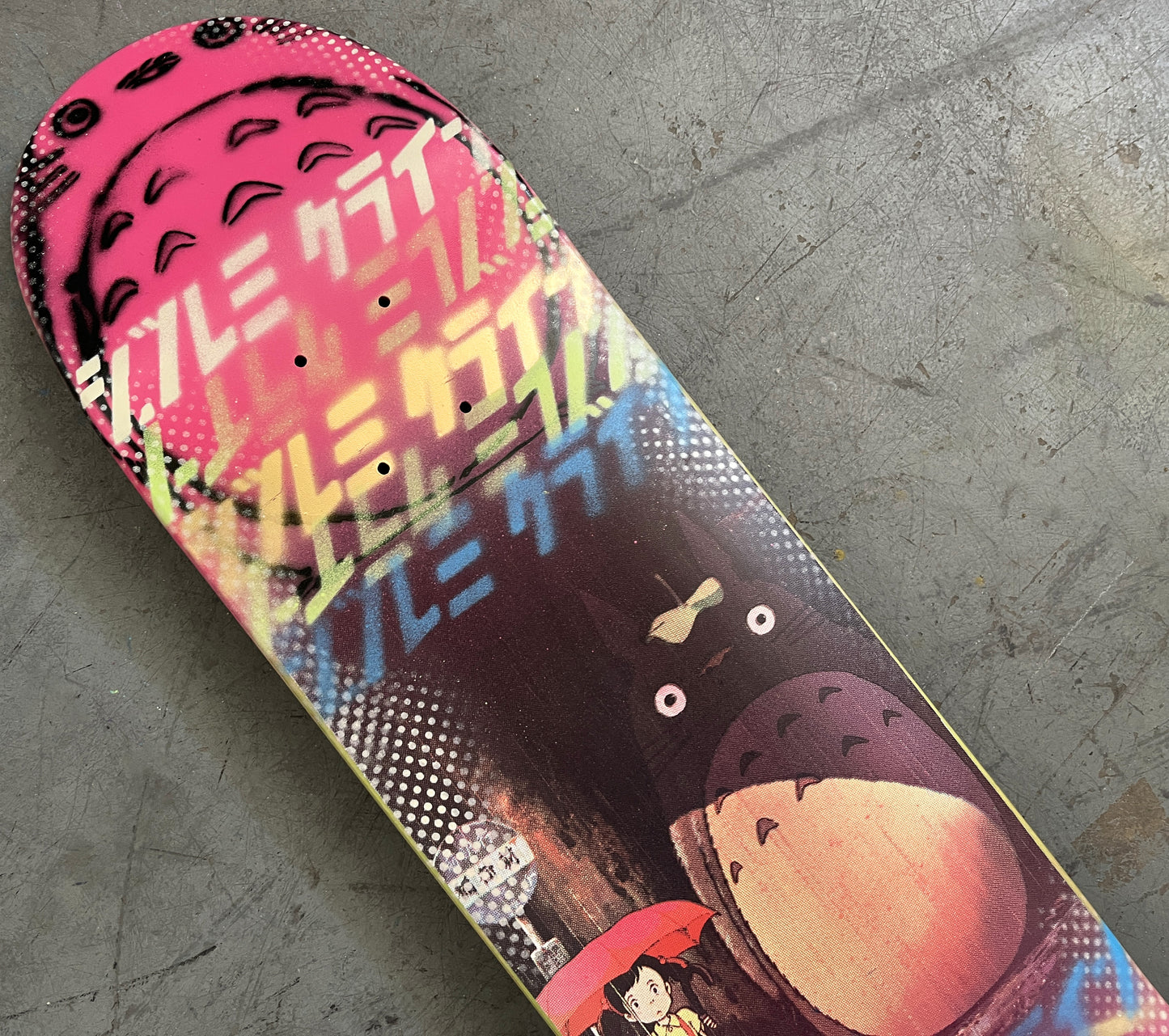 totoro collage 8.0 X 31.75 PINK/GREEN/YELLOW MIXED PROCESS SIGNED 1 of 1