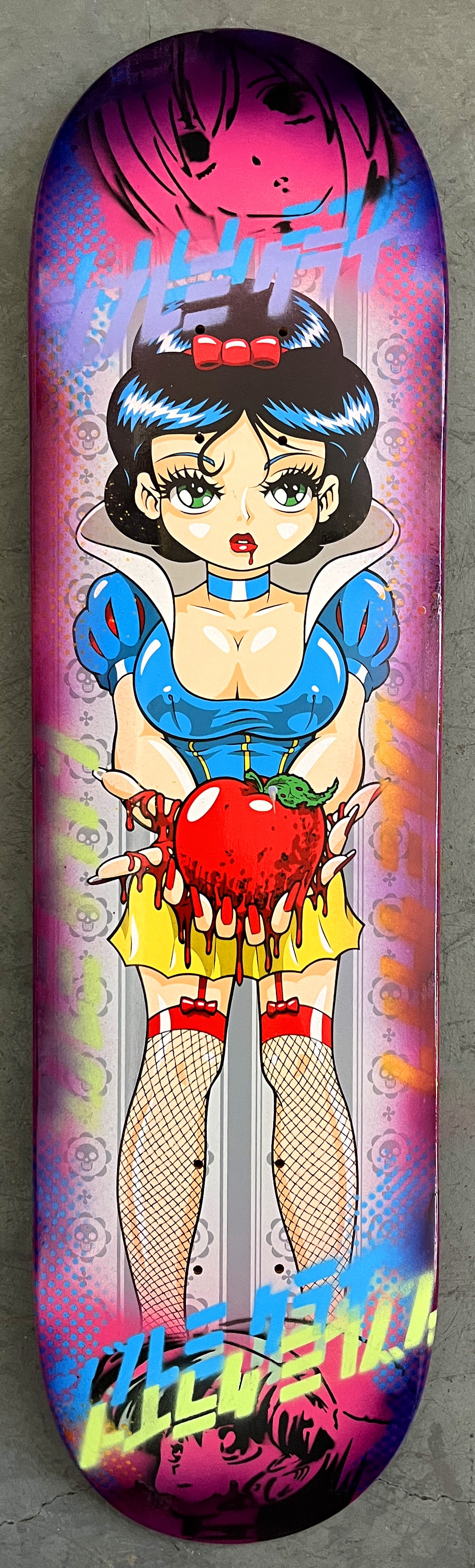 evil snow white 8.5 X 32.25 PINK/PURPLE ANODIZED MIXED PROCESS SIGNED 1 of 1