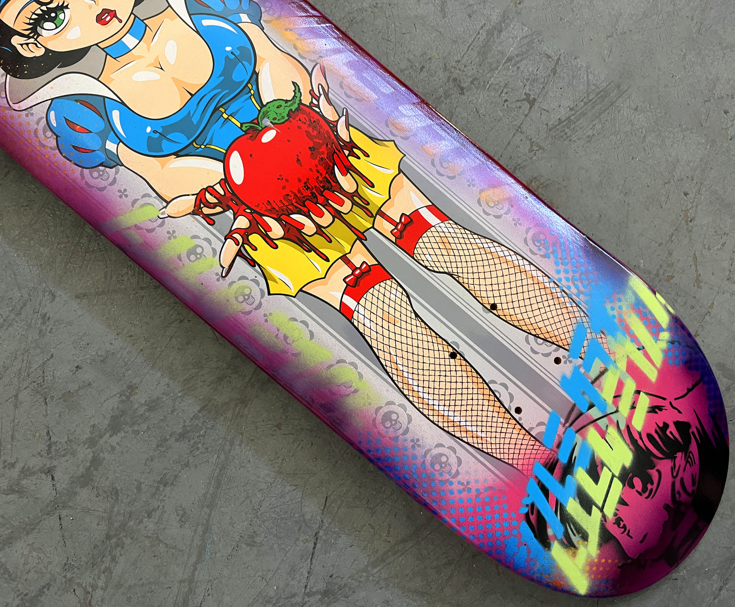 evil snow white 8.5 X 32.25 PINK/PURPLE ANODIZED MIXED PROCESS SIGNED 1 of 1