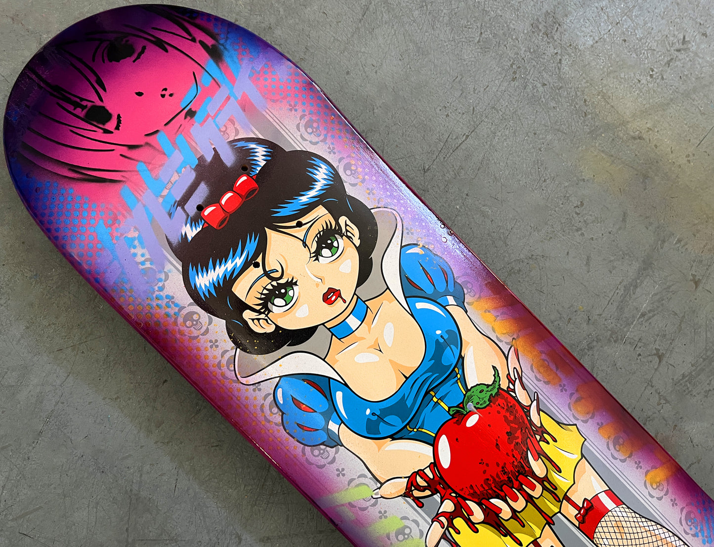 evil snow white 8.5 X 32.25 PINK/PURPLE ANODIZED MIXED PROCESS SIGNED 1 of 1