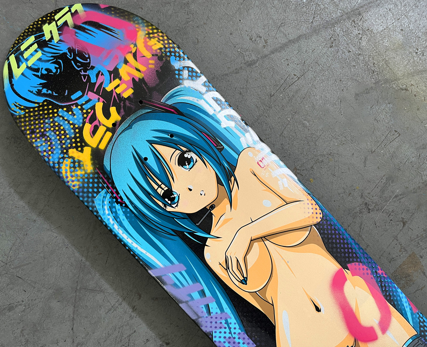 hatsune 8.25 X 32.25 BLACK GLITTER II MIXED PROCESS SIGNED 1 of 1