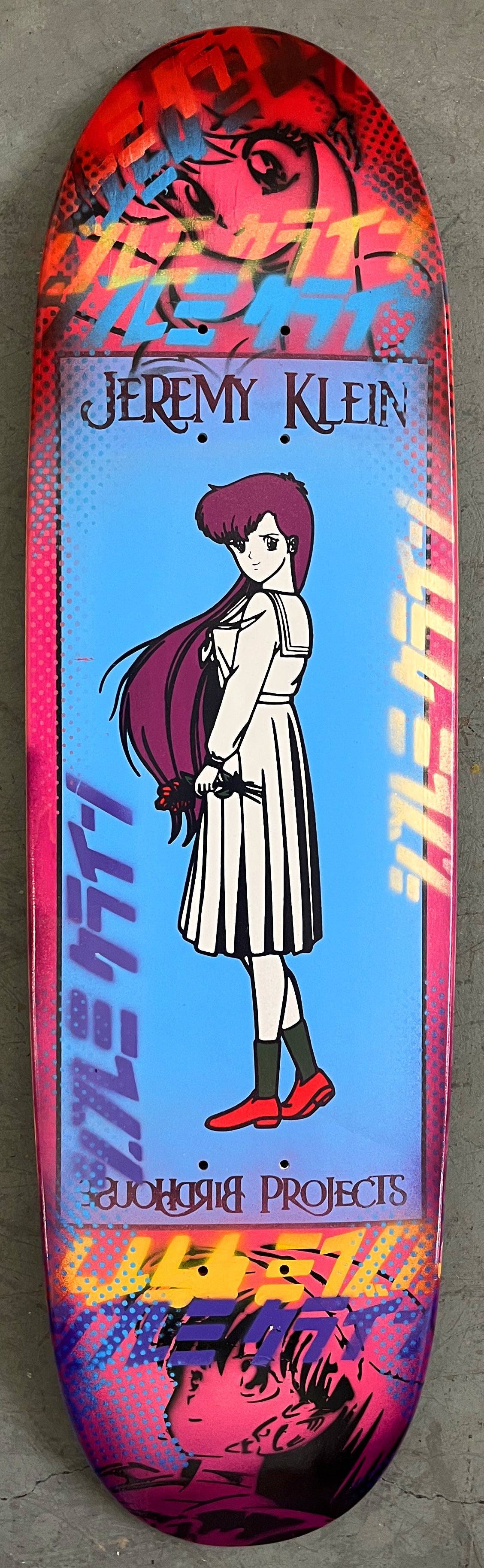 klein anime girl 9.0 X 31.75 PINK/PURPLE ANODIZED MIXED PROCESS SIGNED 1 of 1