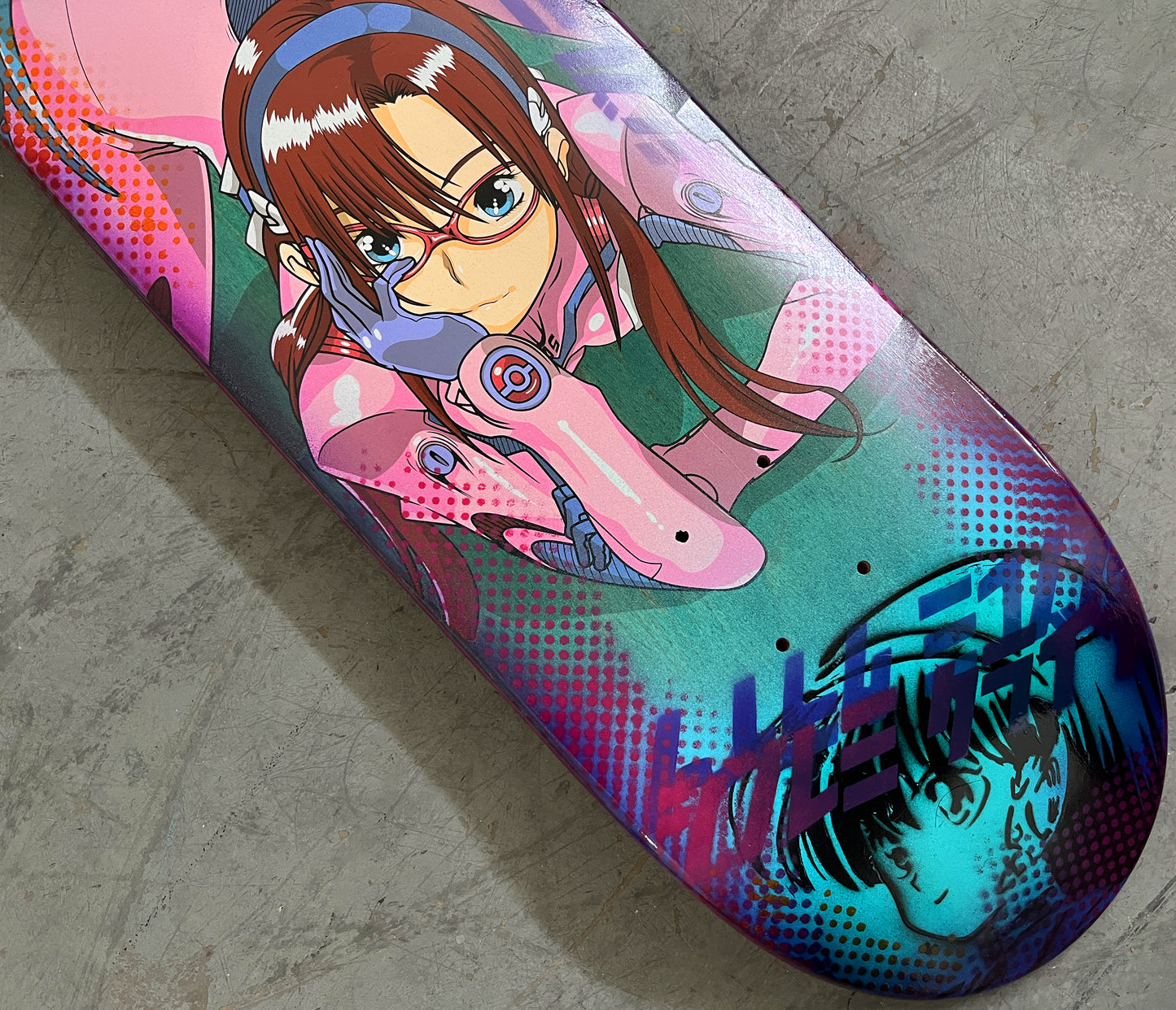 evangelion mari 8.5 X 32.25 AQUA/PINK/BLUE ANODIZED MIXED PROCESS SIGNED 1 of 1