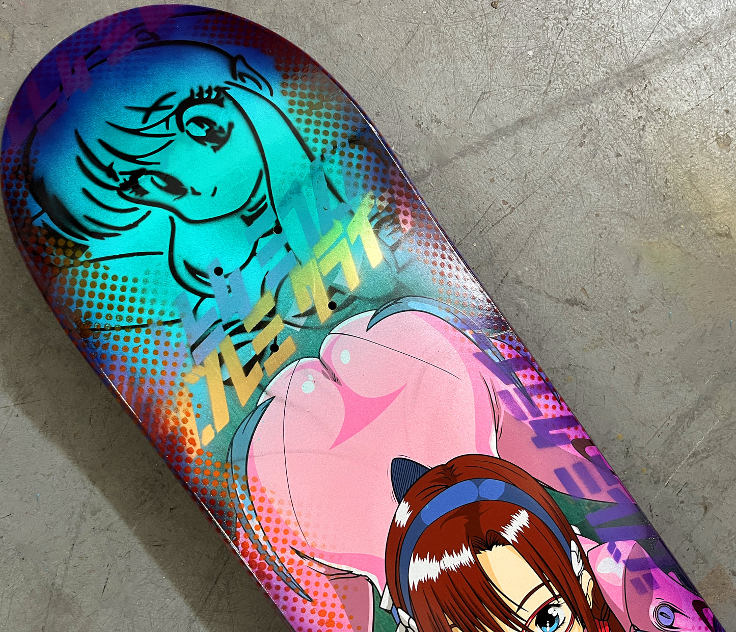 evangelion mari 8.5 X 32.25 AQUA/PINK/BLUE ANODIZED MIXED PROCESS SIGNED 1 of 1