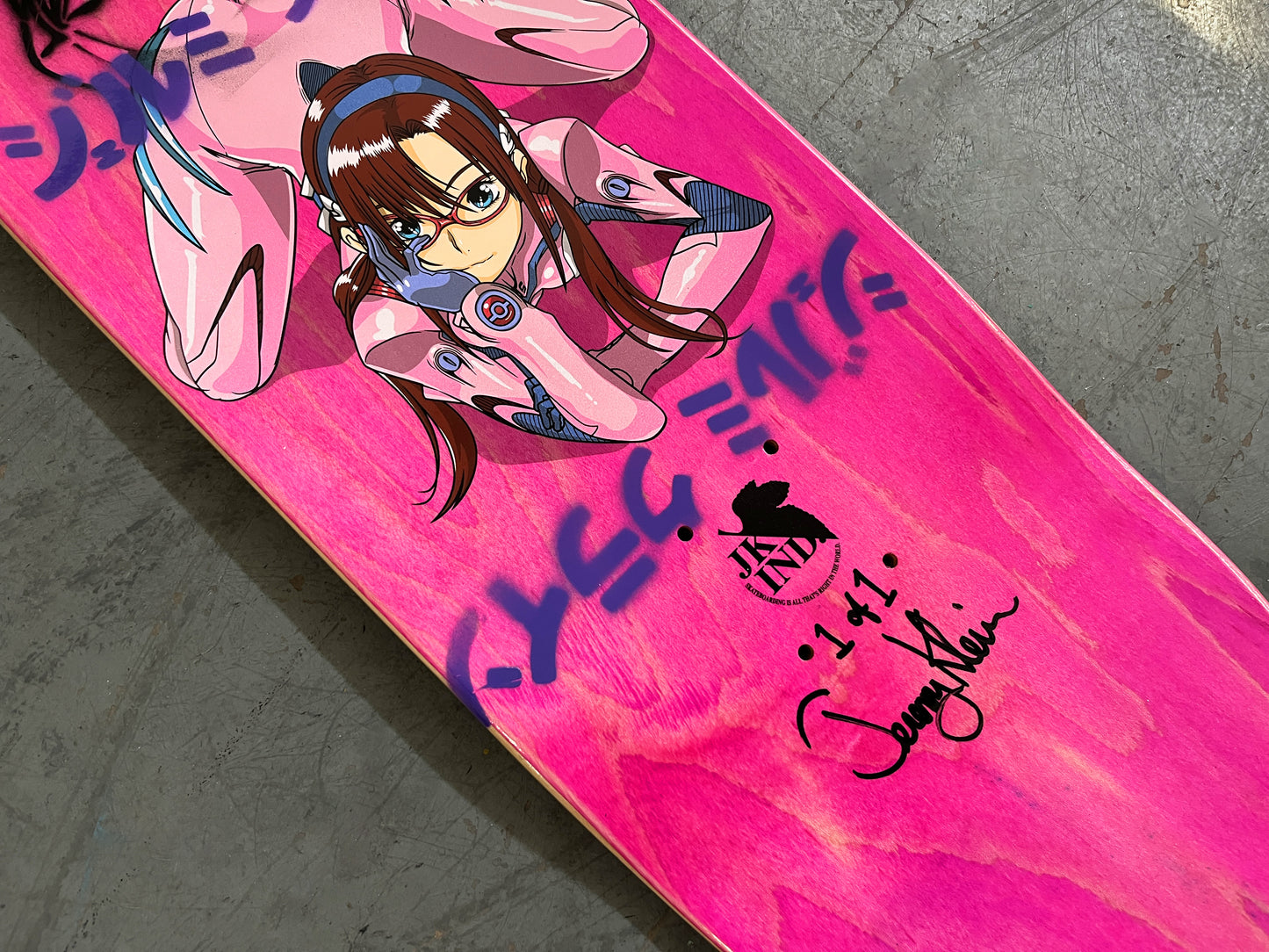 evangelion mari 8.5 X 32.25 AQUA/PINK/BLUE ANODIZED MIXED PROCESS SIGNED 1 of 1