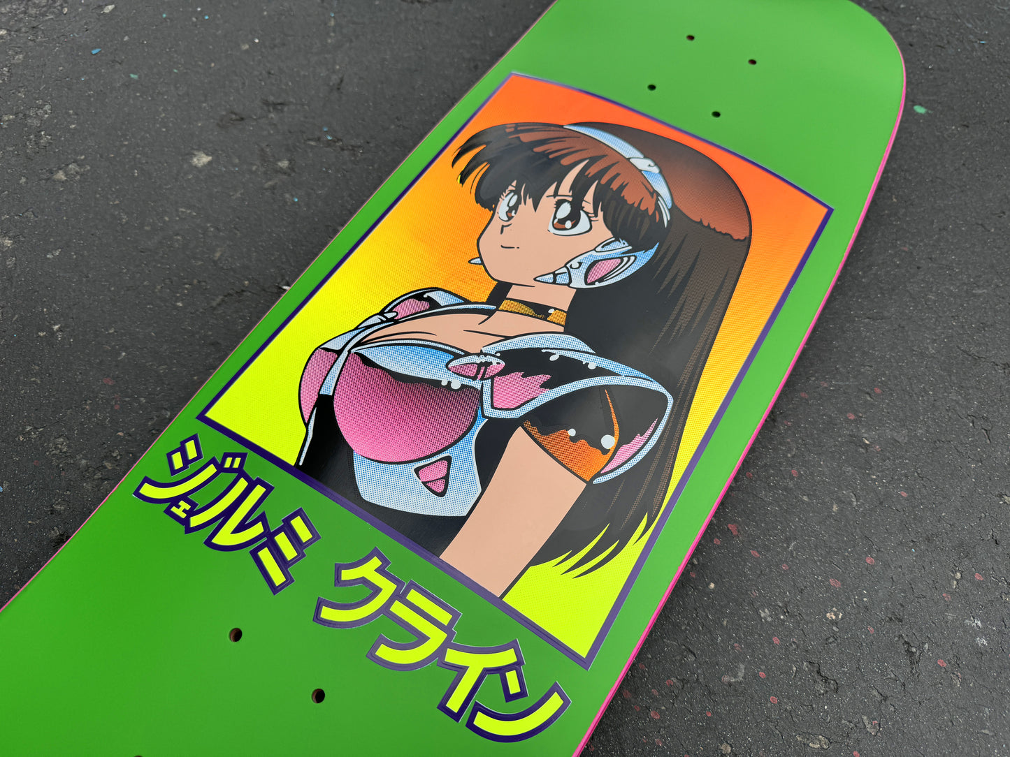 SIGNED dream girl board FLUORESCENT GREEN original size 9.5 X 31.75