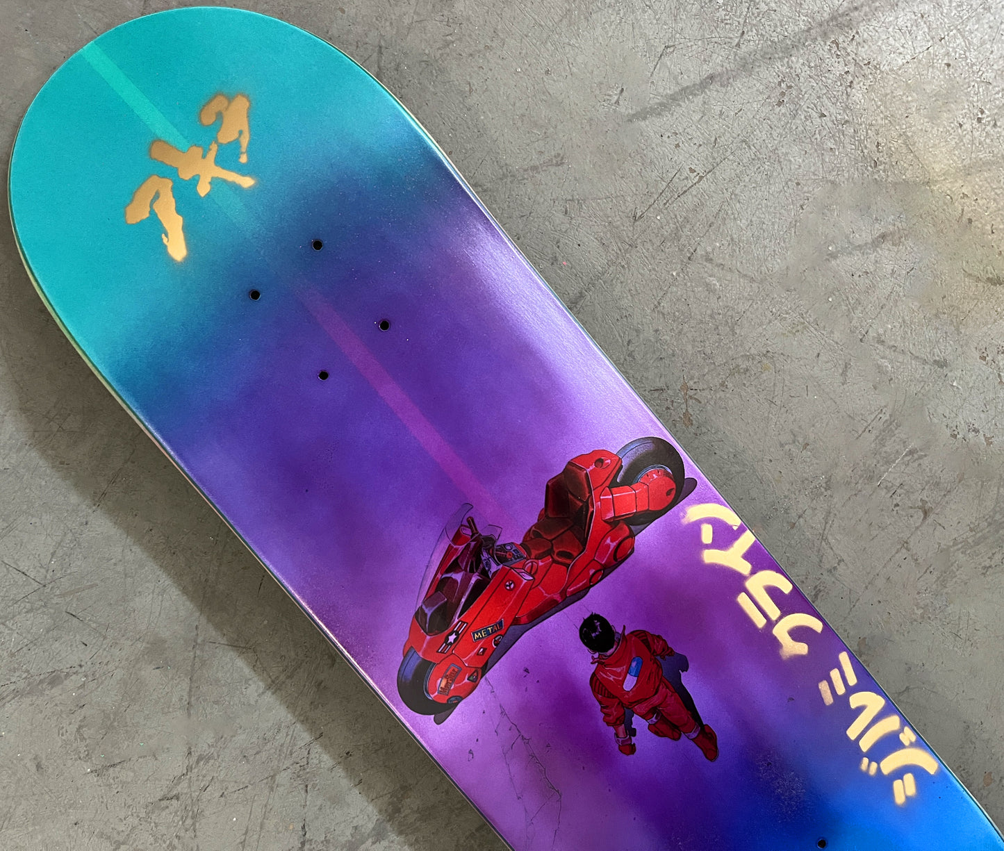 kaneda 8.5 X 32.25 AQUA/PURPLE/BLUE ANODIZED MIXED PROCESS SIGNED 1 of 1